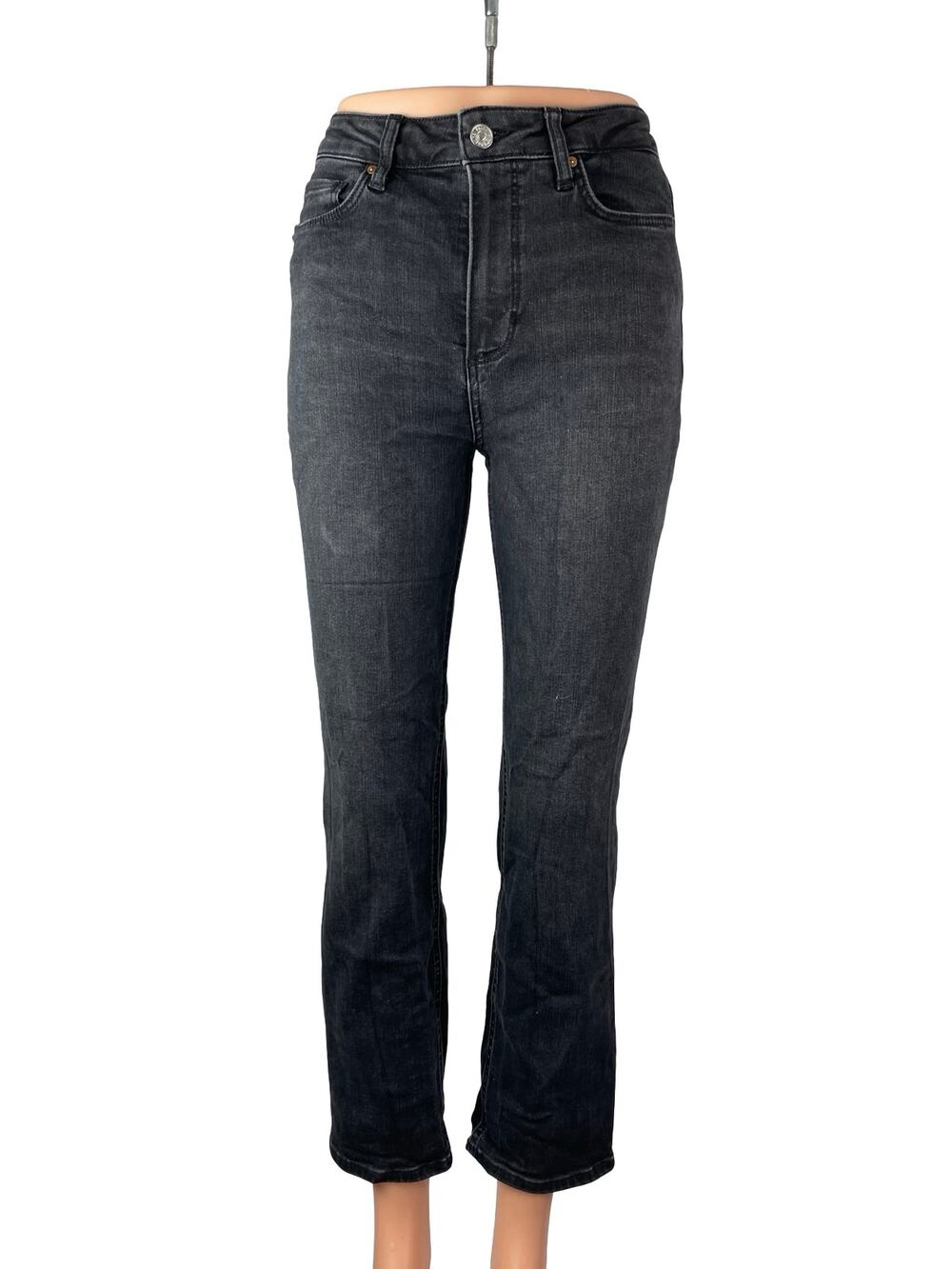 Paige Cindy Black Willow High Waisted Slim Fit Straight Leg Denim Jeans Pants 27